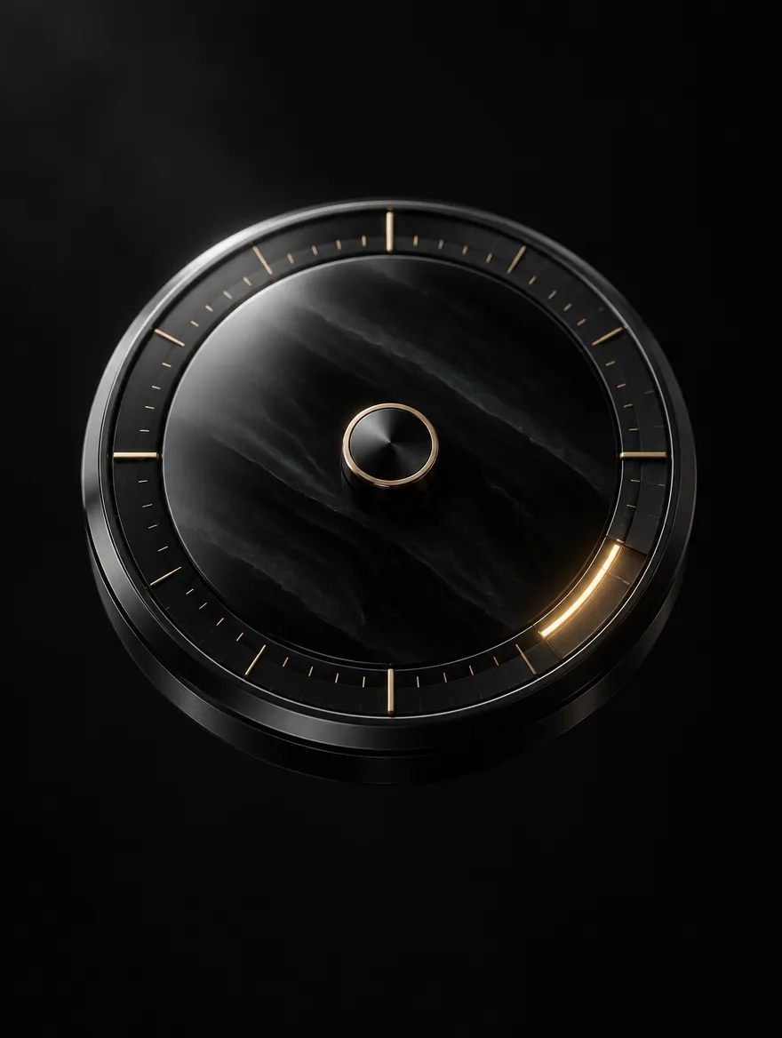 Obsidian dial with gold indices